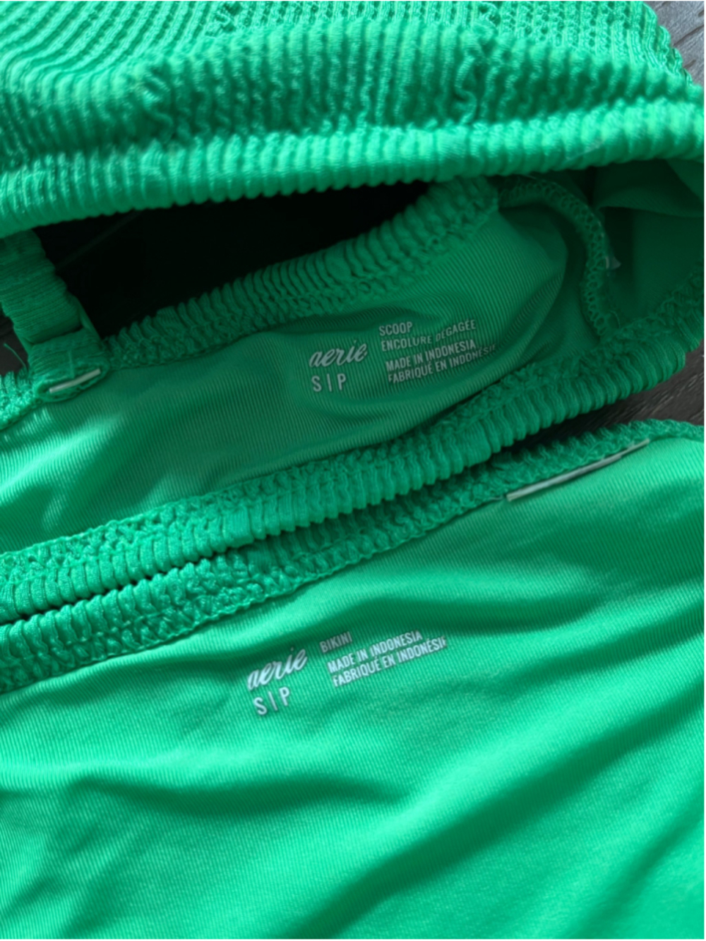 Aerie Green Textured Scoop Bikini Set Size S - Picture 8 of 10